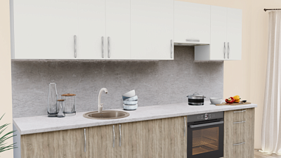 Кухня на заказ Пастель сливки - Дуб Тоскана светлый